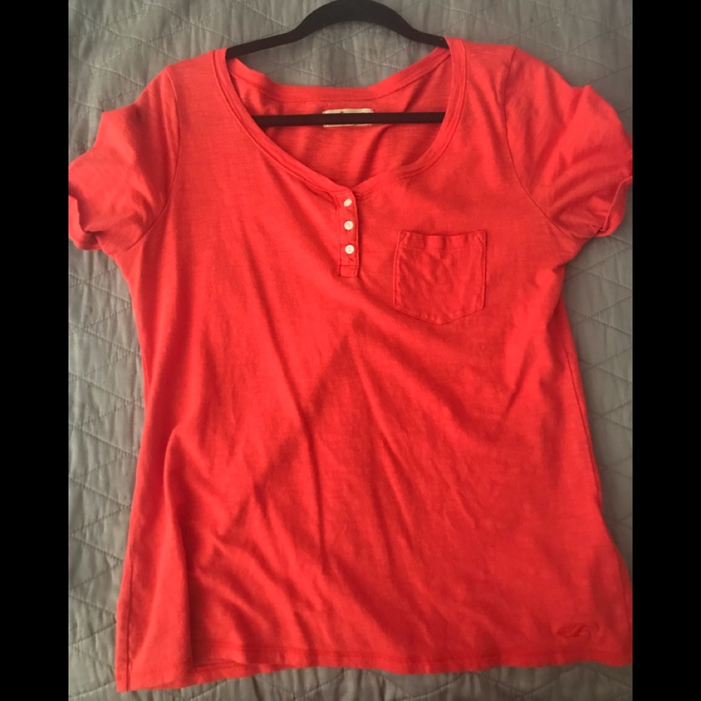 Coral blouse with pocket